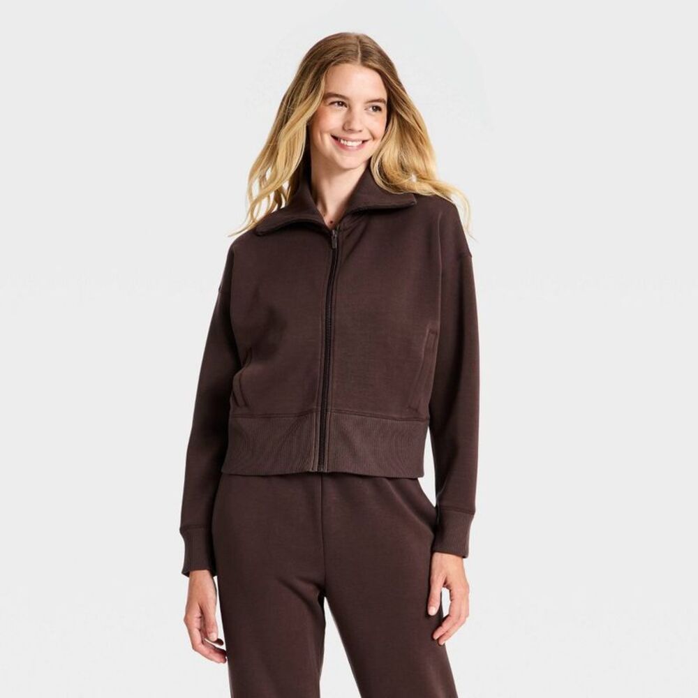 Women's Airy Sleek Full Zip Jacket - All In Motion Dark Brown M